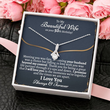 Wife 50th Birthday Alluring Beauty Necklace - Love You This Much
